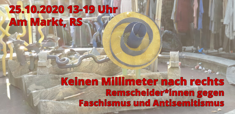 Der Gegenprotest findet am 25. Oktober von 13-19 Uhr am Markt in Remscheid statt.